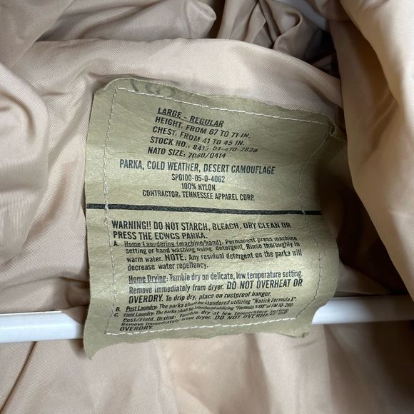 Genuine US Army Tri Colour Desert Camo Gore-Tex ECWCS Parka Jacket Large/R - Picture 5 of 5